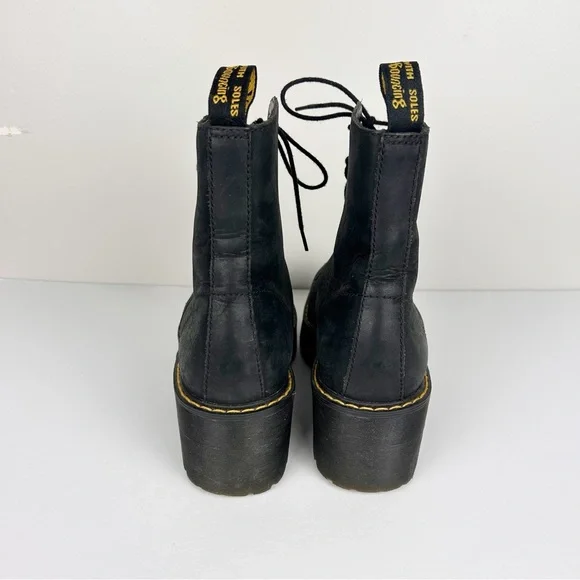 Dr Martens Shriver Hi Leather Boots Black Heel Platform Sz 9 - Picture 4 of 6